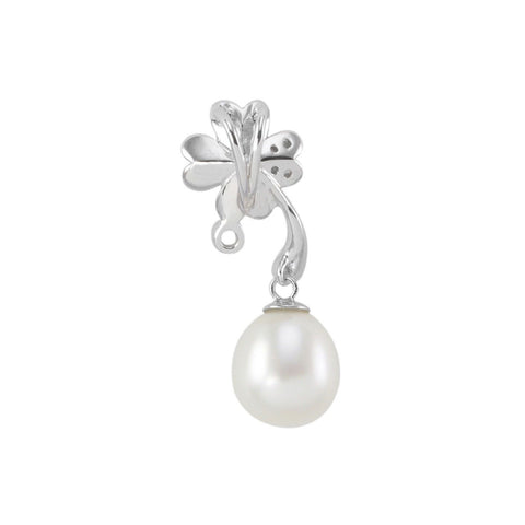 White Pearl Flower Pendant .925 Sterling Silver Genuine Freshwater - Jewelryland.com