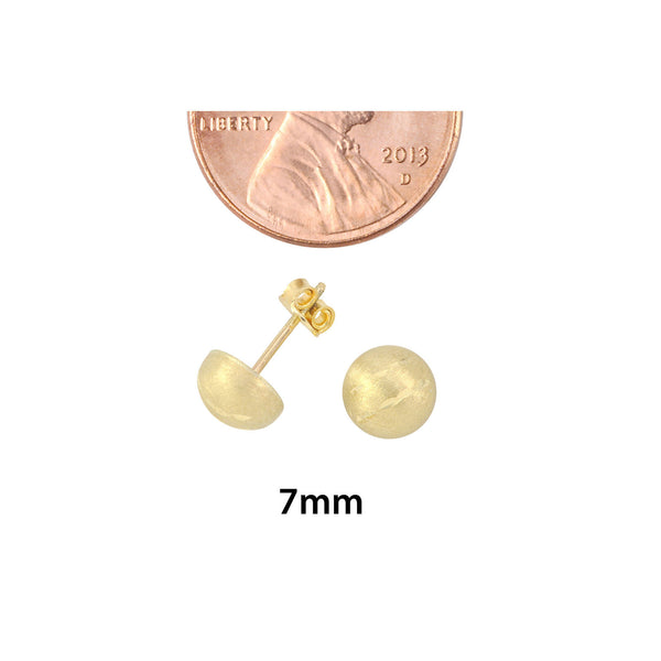 10k Yellow Gold Half Ball Stud Earrings Matte Finish Laser Cut 4mm-7mm Pushbacks - Jewelryland.com