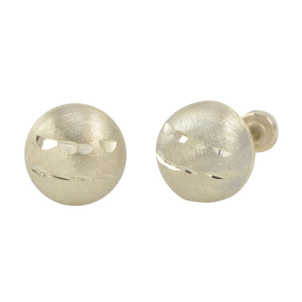 10k White Gold Half Ball Screwback Stud Earrings Matte Finish Laser Cut 4mm-7mm - Jewelryland.com