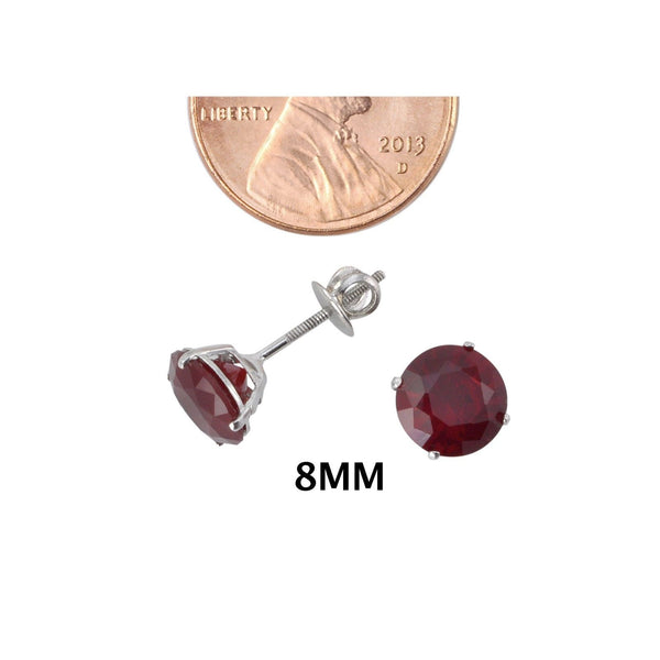 Sterling Silver Garnet CZ Cubic Zirconia Screwback Earrings - Jewelryland.com