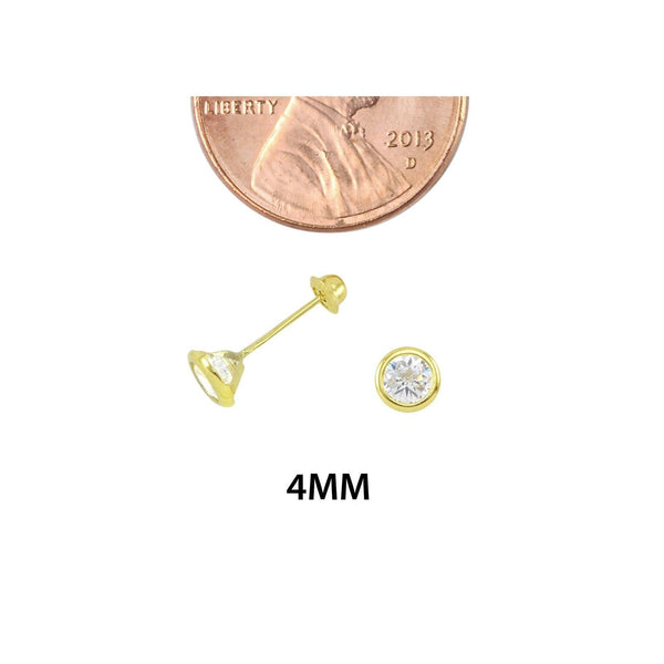 10k Yellow Gold Round White CZ Stud Earrings Screwbacks Bezel Setting 2mm-7mm - Jewelryland.com