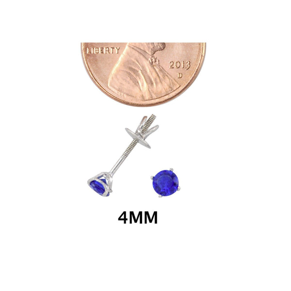 Sterling Silver Sapphire Cubic Zirconia Earrings Screwback CZs - Jewelryland.com