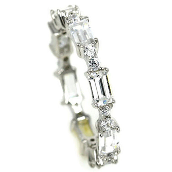 Sterling Silver Designer Baguette Ring CZ Cubic Zirconia Band - Jewelryland.com