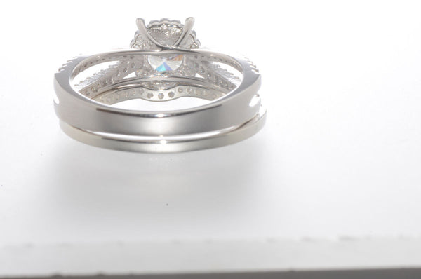 Sterling Silver CZ Wedding Ring Set 1/2 ct Cubic Zirconia CZ - Jewelryland.com