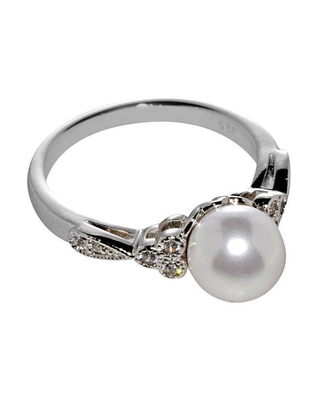 Pearl Ring Sterling Silver Ladies Jewelry - Jewelryland.com