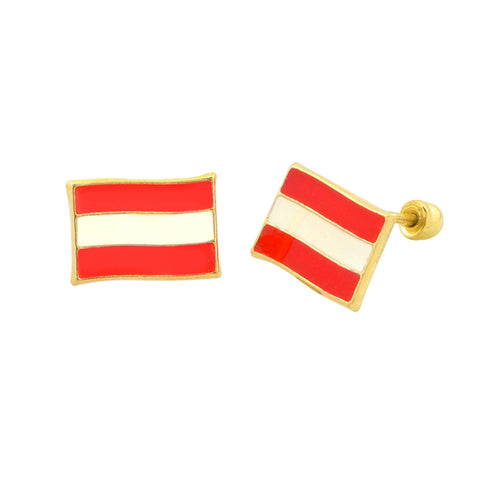 10k Yellow Gold Peru Flag Earrings with Screwbacks - Jewelryland.com