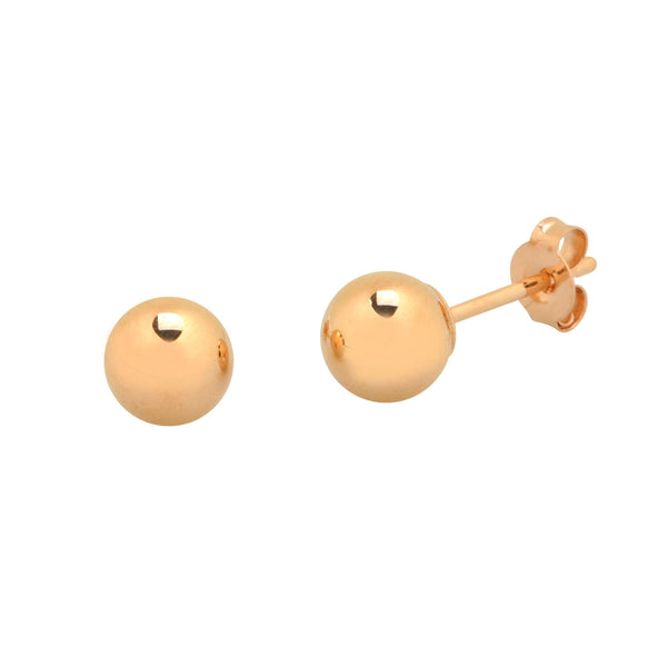 14k Rose Gold Earrings Round Ball Studs High Polish 3mm-9mm - Jewelryland.com