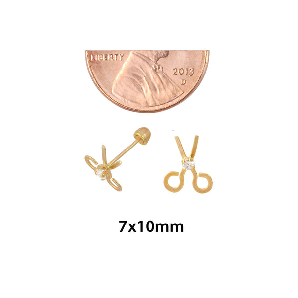 10k Yellow Gold Earrings Scissors Studs with Screwbacks - Jewelryland.com