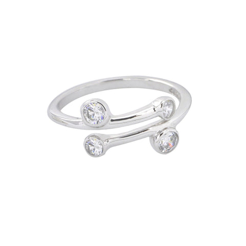 Toe Ring 4 Stone Overlap Design .925 Sterling Silver - Adjustable - Jewelryland.com