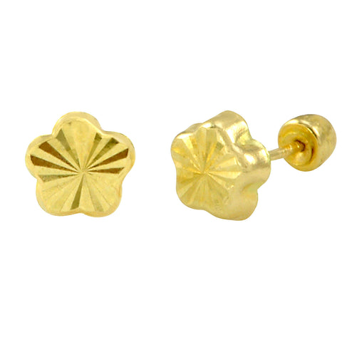 Flower Stud Earrings 10k Yellow Gold Laser Cut with Screwbacks 5mm - Jewelryland.com