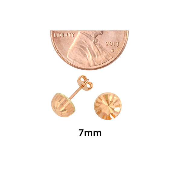10k Rose Gold Half Ball Stud Earrings High Polish Laser Cut 4mm-7mm - Jewelryland.com