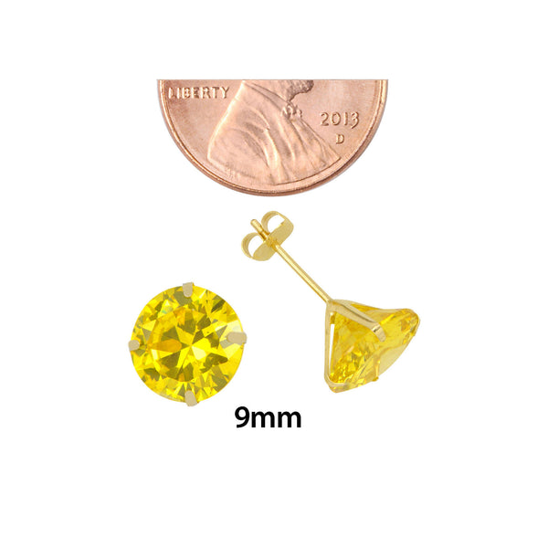 10k Yellow Gold Citrine CZ Stud Earrings Cubic Zirconia Round Prong Set - Jewelryland.com