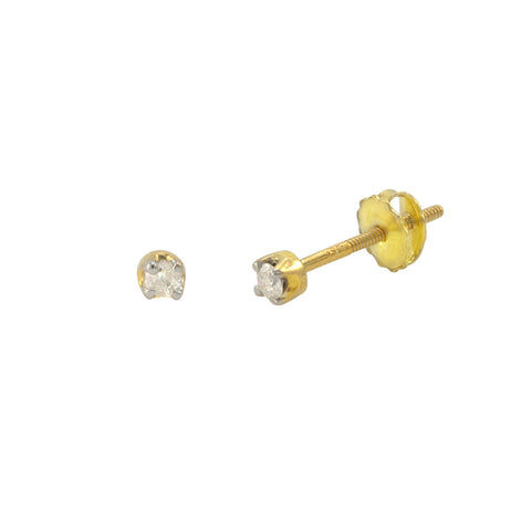 Diamond Solitaire Stud Earrings (.11 cttw, I-J, I2-I3) Gold Plated Screw Backs - Jewelryland.com