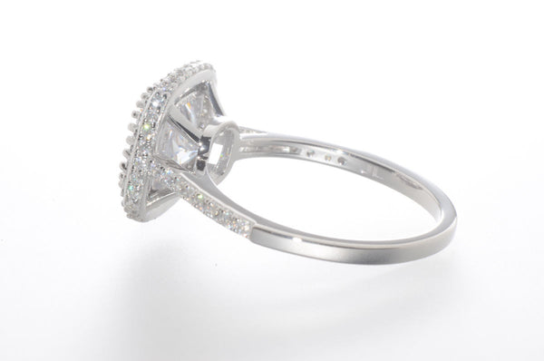 Sterling Silver CZ Ring 9mm Square Princess Cut Center Stone with Accent Stones - Jewelryland.com