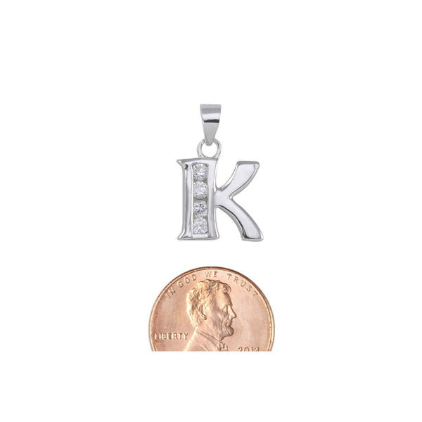 Initial Pendant Alphabet Jewelry CZ Sterling Silver Letters A to Z - Jewelryland.com