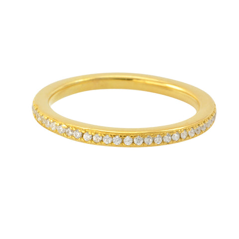 Sterling Silver Cubic Zirconia Ring Stackable Yellow Gold Plated - 2mm Wide - Jewelryland.com