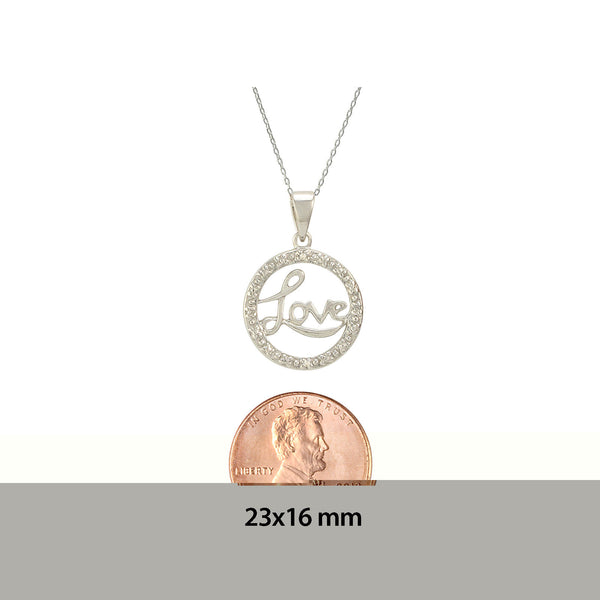Sterling Silver Love Necklace with Diamond Accents, 18" (.01 cttw, I-J, I2-I3) - Jewelryland.com