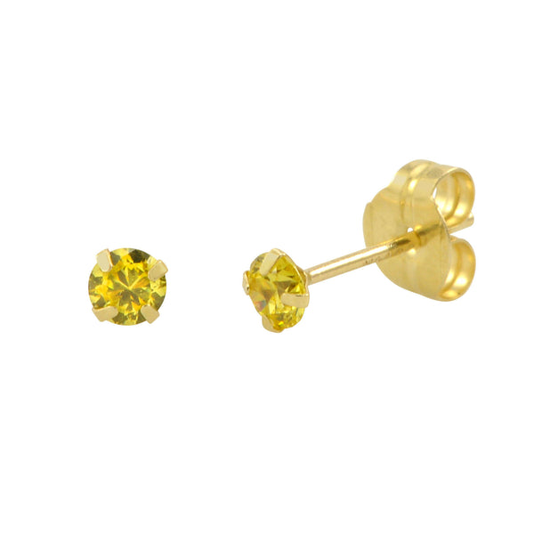 10k Yellow Gold Citrine CZ Stud Earrings Cubic Zirconia Round Prong Set - Jewelryland.com