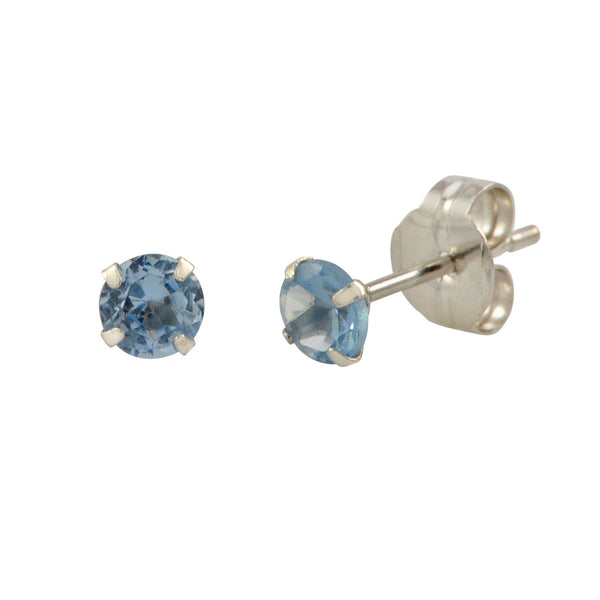 10k White Gold Blue Aqua CZ Stud Earrings Cubic Zirconia Round Prong Set - Jewelryland.com