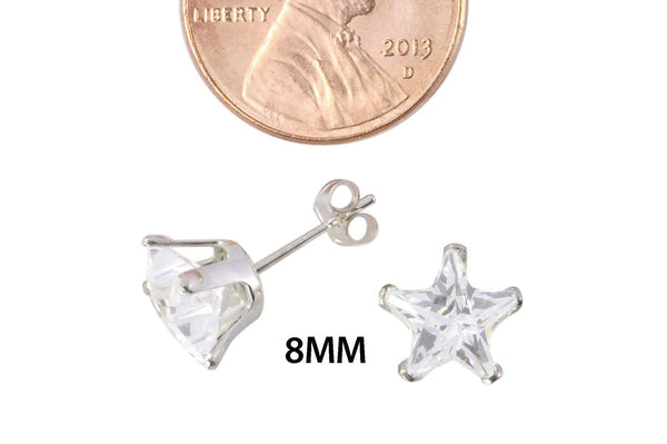 Star Clear CZ Stud Earrings 925 Sterling Silver - Jewelryland.com
