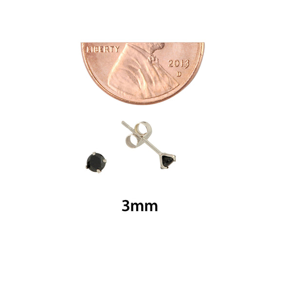 10k White Gold Black CZ Stud Earrings Cubic Zirconia Round Prong Set - Jewelryland.com