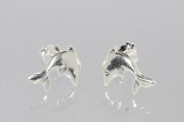 Dolphin Stud Earrings 925 Sterling Silver 11mm - Jewelryland.com