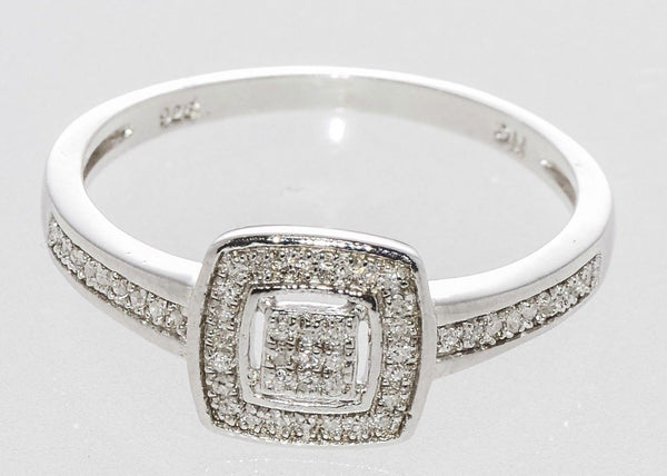 .925 Sterling Silver Square Diamond Ring - .20TCW, Size 7.25 - Jewelryland.com