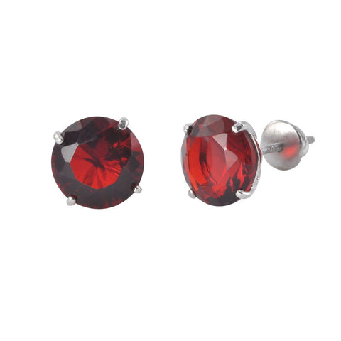 Sterling Silver Garnet CZ Cubic Zirconia Screwback Earrings - Jewelryland.com
