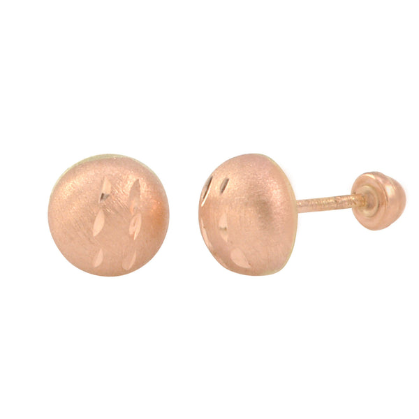 10k Rose Gold Half Ball Screwback Stud Earrings Matte Finish Laser Cut 4mm-7mm - Jewelryland.com