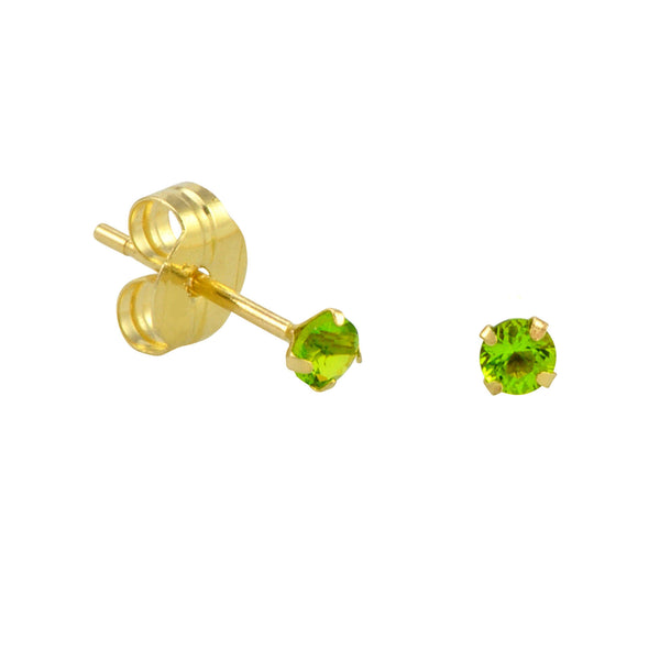 10k Yellow Gold Peridot Green CZ Stud Earrings Cubic Zirconia Round Prong Set - Jewelryland.com