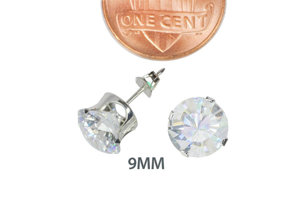 Sterling Silver Round Clear CZ Stud Earrings Cubic Zirconia Prong Set 925 USA - Jewelryland.com