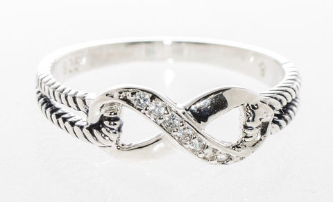 Infinity Ring Sterling Silver Clear CZ Cubic Zirconia - Jewelryland.com