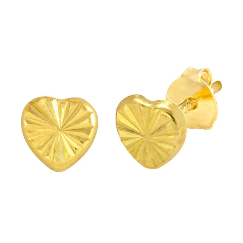10k Yellow Gold Heart Stud Earrings with Laser Cut Design 5mm - Jewelryland.com