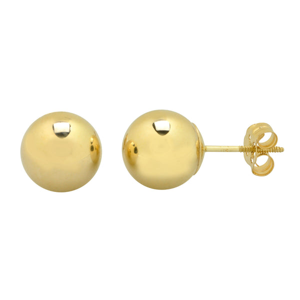 14k Yellow Gold Ball Stud Earrings Special Wing Nut Screwback High Polish - New - Jewelryland.com