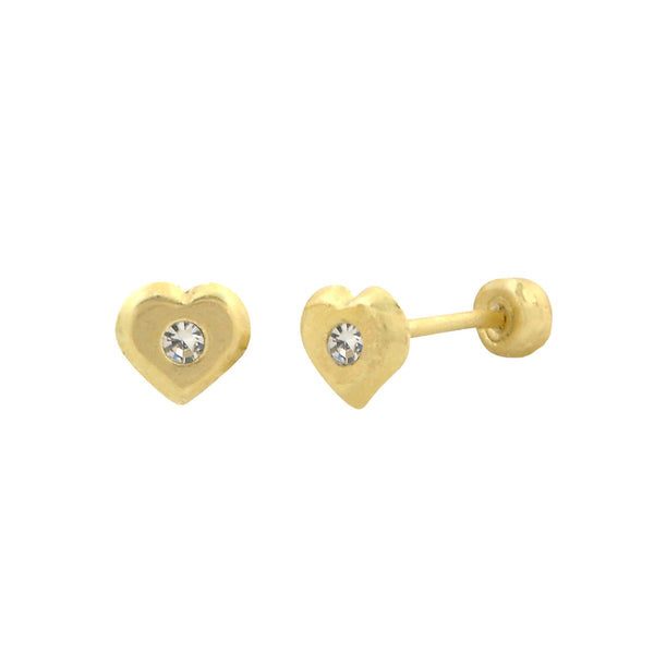 10k Yellow Gold Tiny Heart Kids Earrings with Screwbacks For Children or Babies - Jewelryland.com