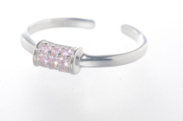 925 Sterling Silver Toe Ring Pink CZ Cubic Zirconia Cluster - Jewelryland.com