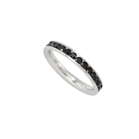 Stainless Steel Black CZ Ring Stackable Band 4mm Cubic Zirconia - Jewelryland.com