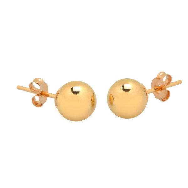 14k Rose Gold Earrings Round Ball Studs High Polish 3mm-9mm - Jewelryland.com
