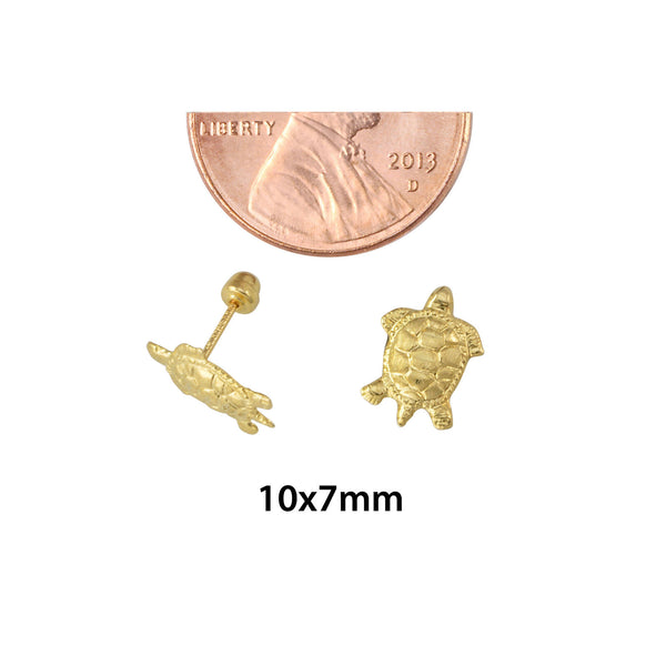 10k Yellow Gold Earrings Turtle Studs with Screwbacks - Jewelryland.com