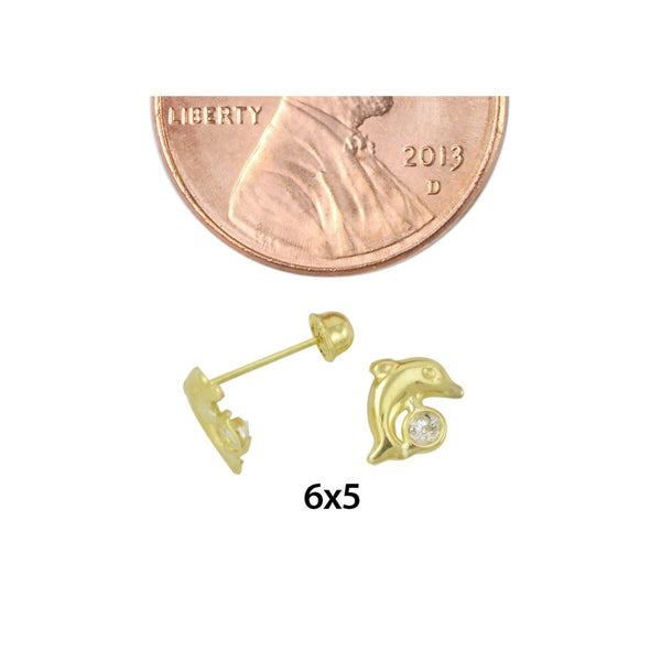 10k Gold Tiny Jumping Dolphin Stud Earrings Screwbacks - Jewelryland.com