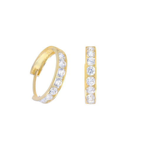 10k Yellow Gold Huggie Hoop Earrings Clear CZ Cubic Zirconia 16mm x 3mm - Jewelryland.com