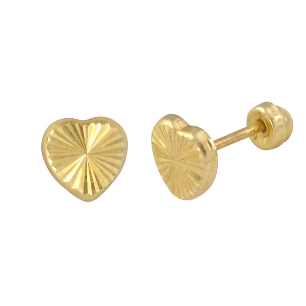 Laser Cut Heart Stud Earrings 10k Yellow Gold with Screwbacks 5mm - Jewelryland.com