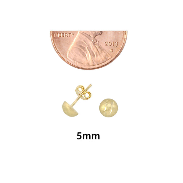 10k Yellow Gold Half Ball Stud Earrings Matte Finish Laser Cut 4mm-7mm Pushbacks - Jewelryland.com