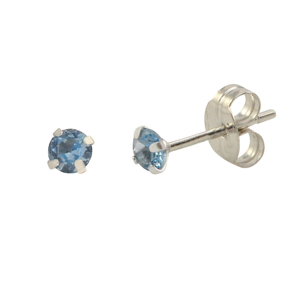 10k White Gold Blue Aqua CZ Stud Earrings Cubic Zirconia Round Prong Set - Jewelryland.com