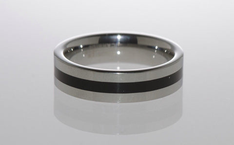 Tungsten Carbide Ring 6mm Band with Black Rubber Inlaid Center tr033 - Jewelryland.com