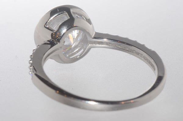 Sterling Silver 2.0ct Cubic Zirconia Ring 8mm Round Bezel Set Center Stone - Jewelryland.com