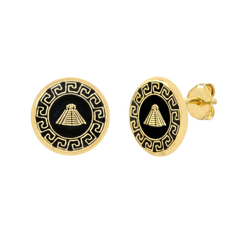 10k Yellow Gold Greek Key Stud Earrings - 9mm - Jewelryland.com