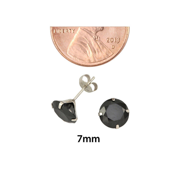 14k White Gold Black Cubic Zirconia Stud Earrings Round CZ - Jewelryland.com