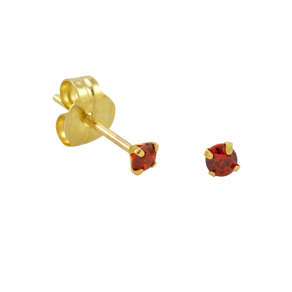 10k Yellow Gold Red Garnet CZ Stud Earrings Cubic Zirconia Round Prong Set - Jewelryland.com