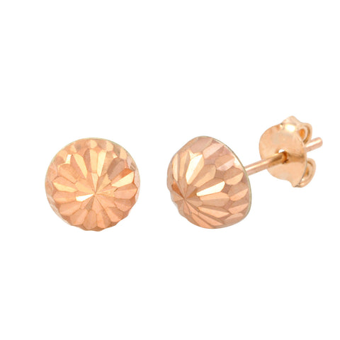 10k Rose Gold Half Ball Stud Earrings High Polish Laser Cut 4mm-7mm - Jewelryland.com